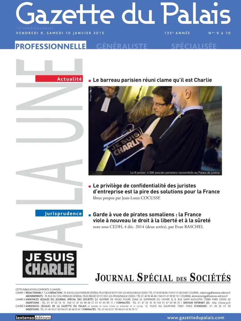 Gazette du Palais 9-10 janvier 2015