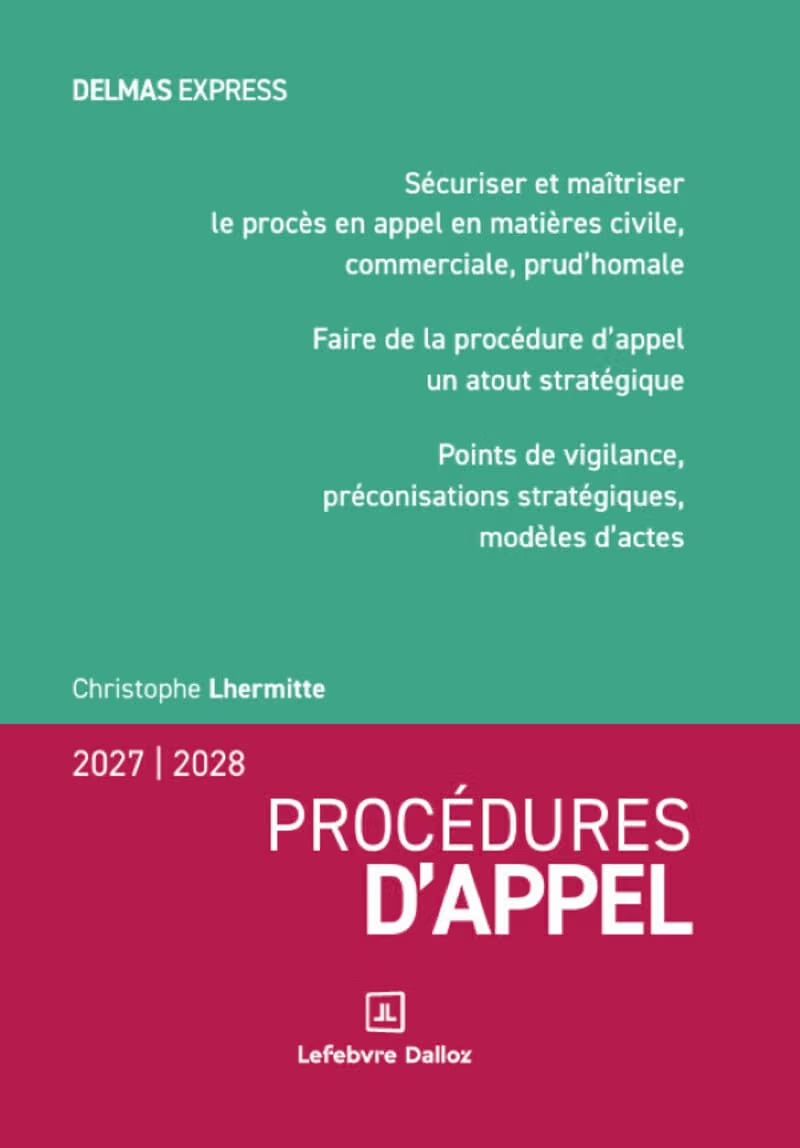 Couverture de « Procédures d'appel », 4e édition 2027-2028, Christophe Lhermitte, Lefebvre Dalloz